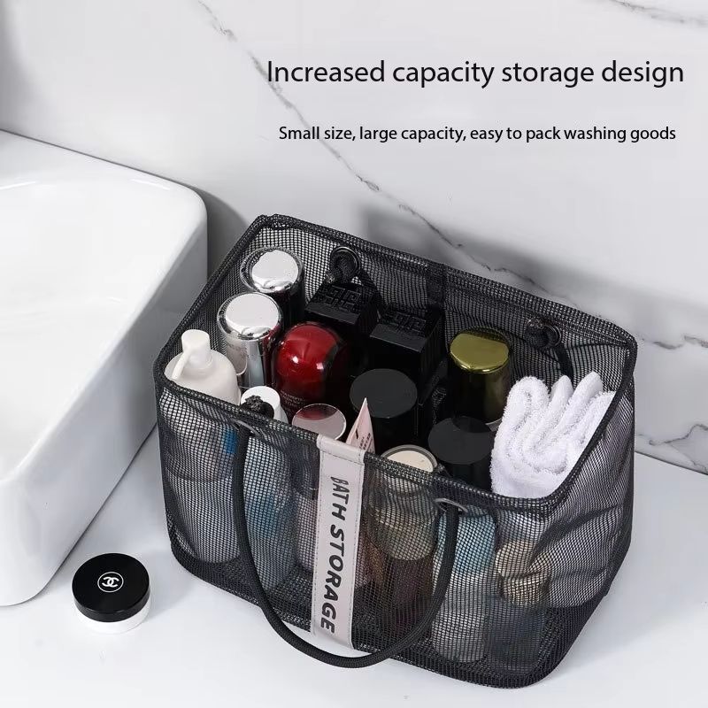 Eco Mesh 2in1 Collapsible Drain Basket  Portable Travel Toiletry  Swim Organizer Bag 3