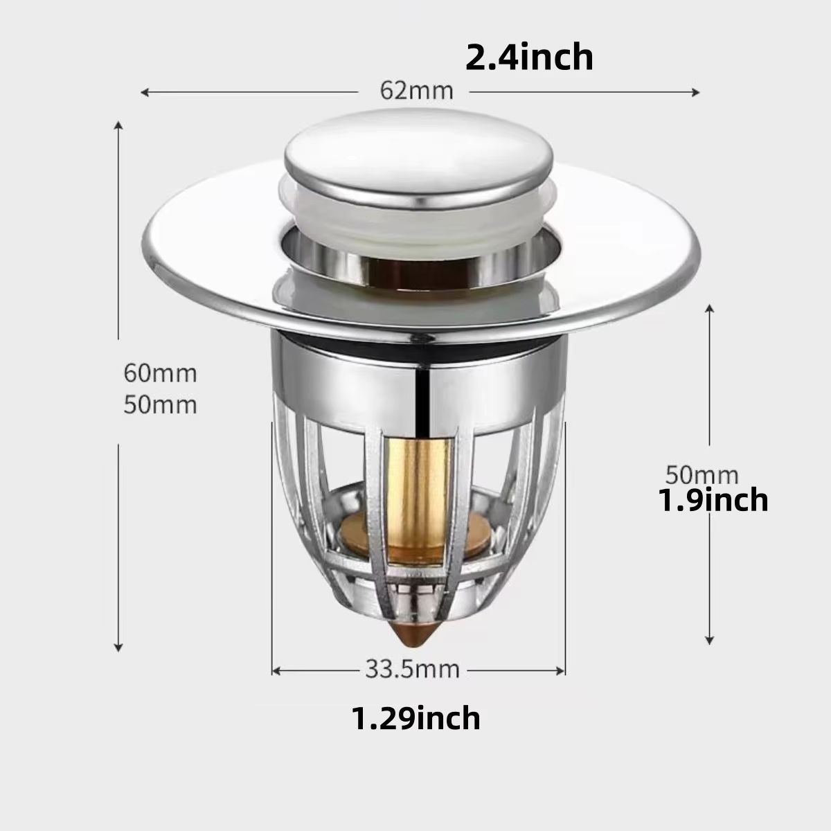 Universal Rebound PopUp Drain Plug Filter  Chrome Sink Strainer With Hair Catcher  EasyPush Stopper 4