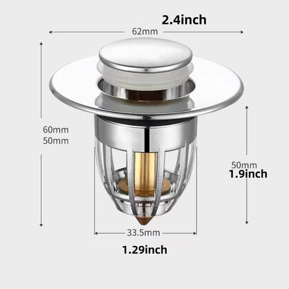 Universal Rebound PopUp Drain Plug Filter  Chrome Sink Strainer With Hair Catcher  EasyPush Stopper 6
