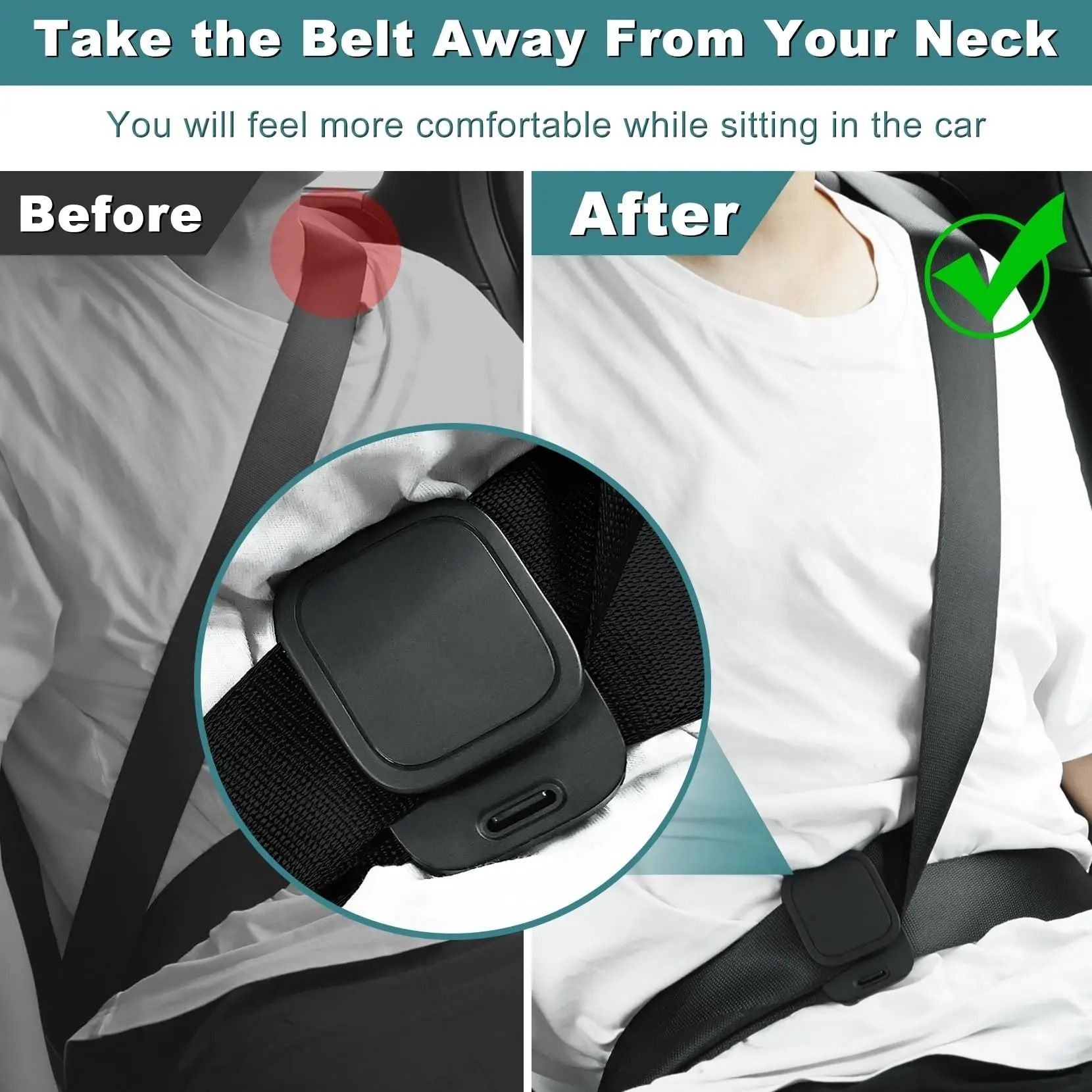 Car Seat Belt Adjuster Stopper Strap Clip Set 2 Pieces 3