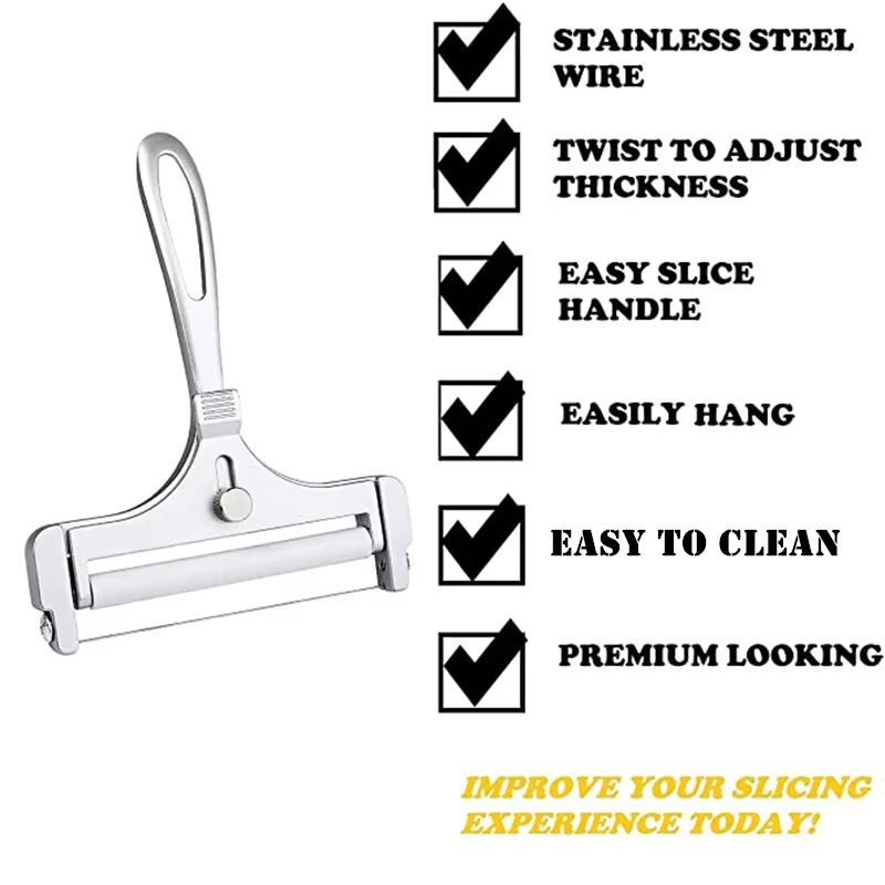 AlumiSlice Adjustable Wire Cheese Slicer  Aluminum Alloy Cutter For Soft  SemiHard Cheeses 1