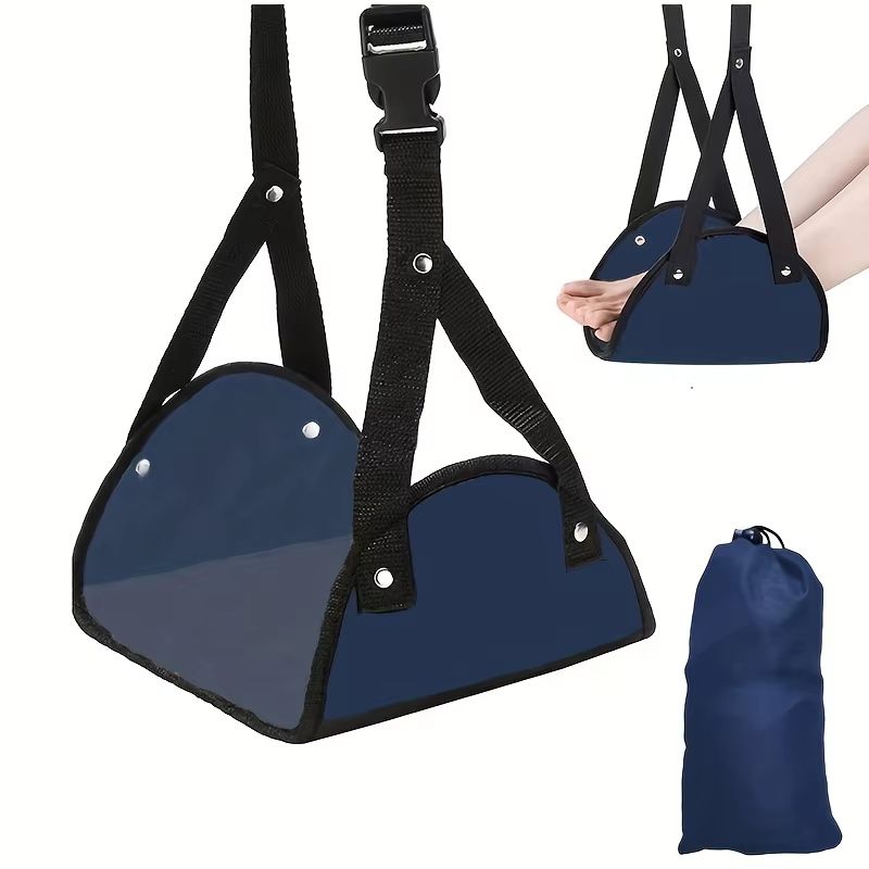 TravelEase Adjustable Strap Airplane Footrest Hammock  Portable Leg Rest For Travel Comfort 8