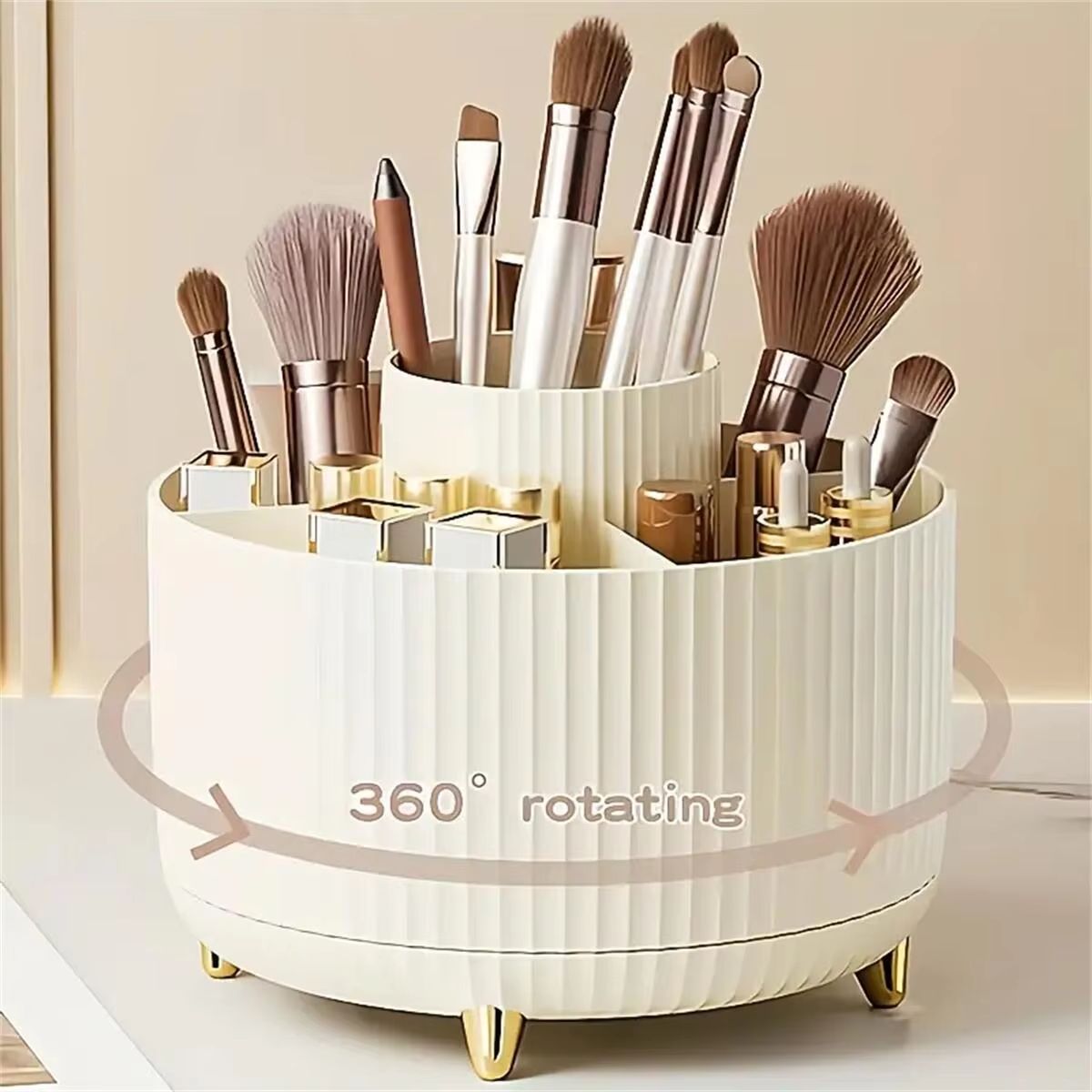 Rotaro360 Makeup Organizer  1 PC Plastic Cosmetic Storage With 5 Compartments  360 Rotation 9