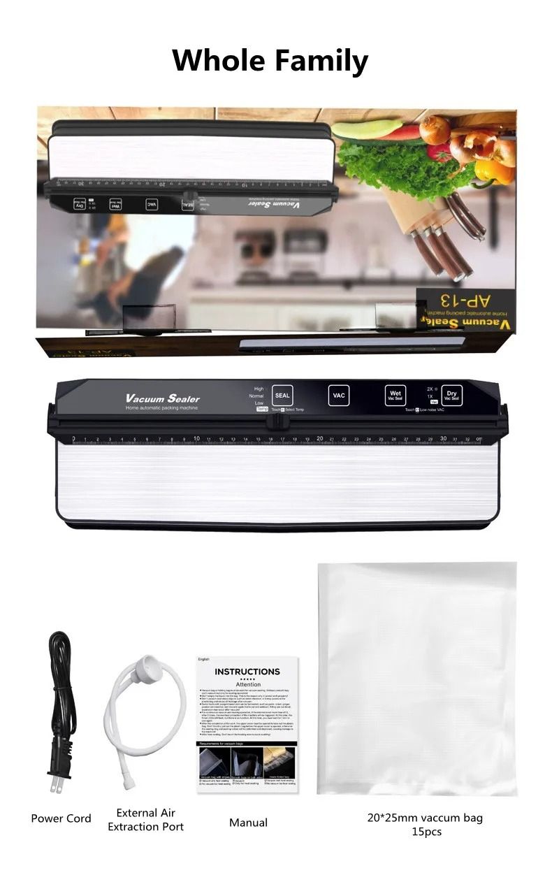 Electric Food Vacuum Sealer Machine With Double Pump And Storage Bags 5