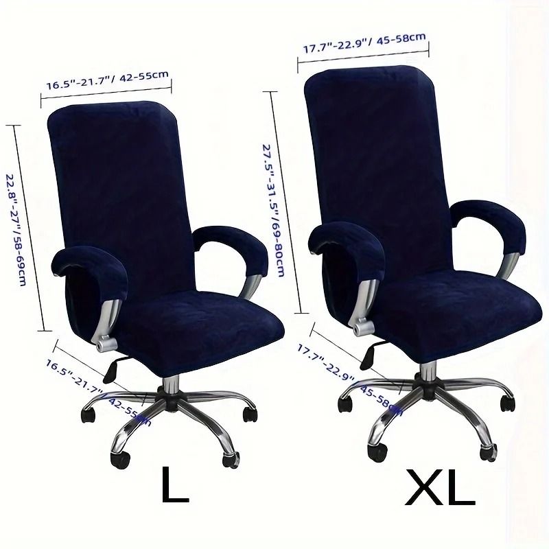 Velvet Stretch Office Chair Cover Set With Armrest Covers 1