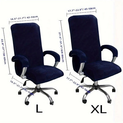 Velvet Stretch Office Chair Cover Set With Armrest Covers 1