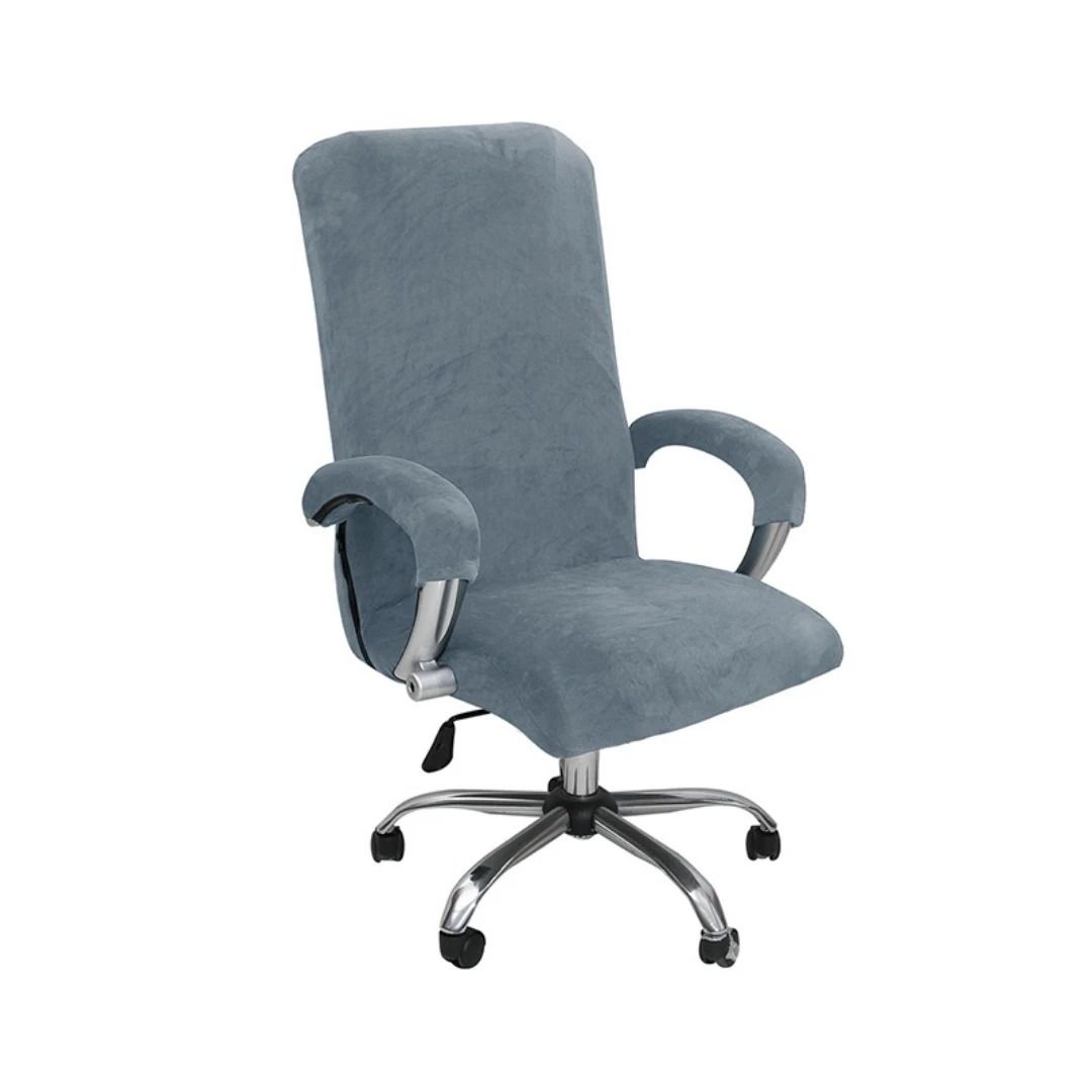 Velvet Stretch Office Chair Cover Set With Armrest Covers 9