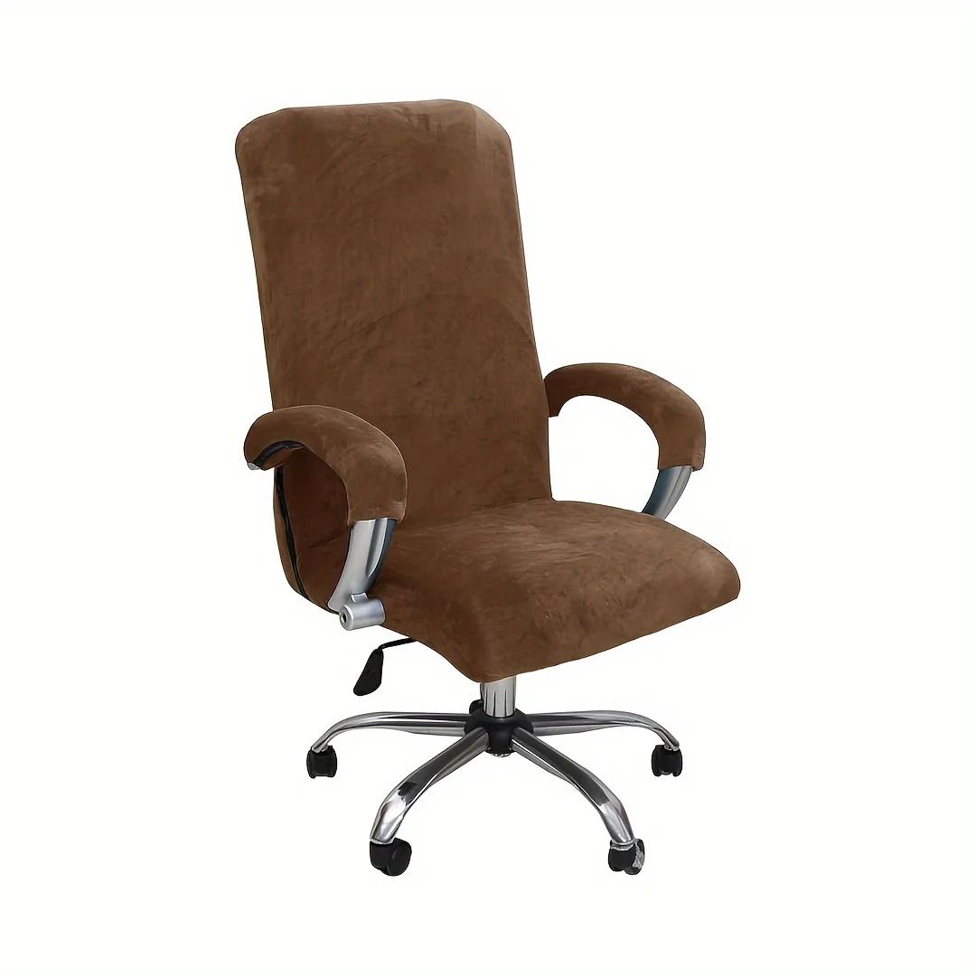 Velvet Stretch Office Chair Cover Set With Armrest Covers 10