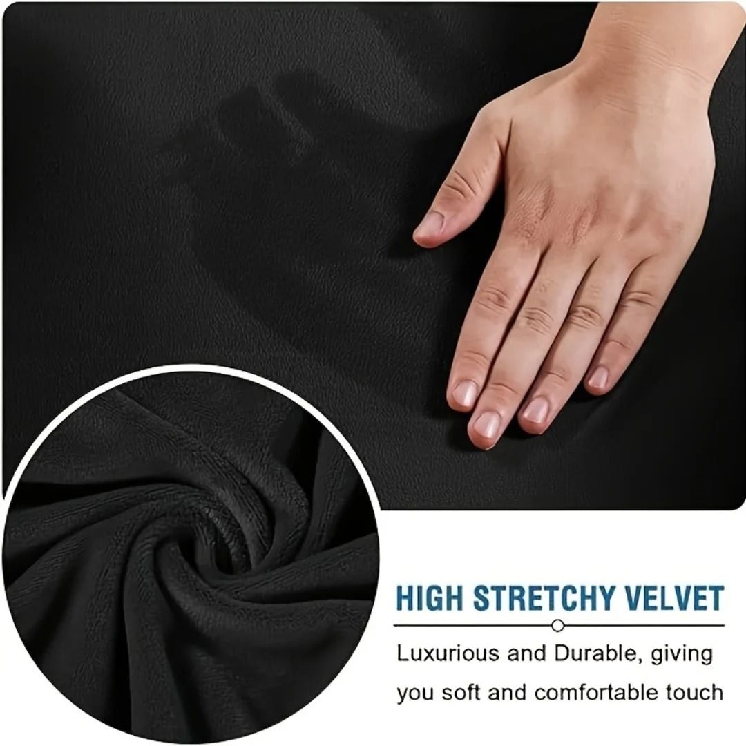 Velvet Stretch Office Chair Cover Set With Armrest Covers 4
