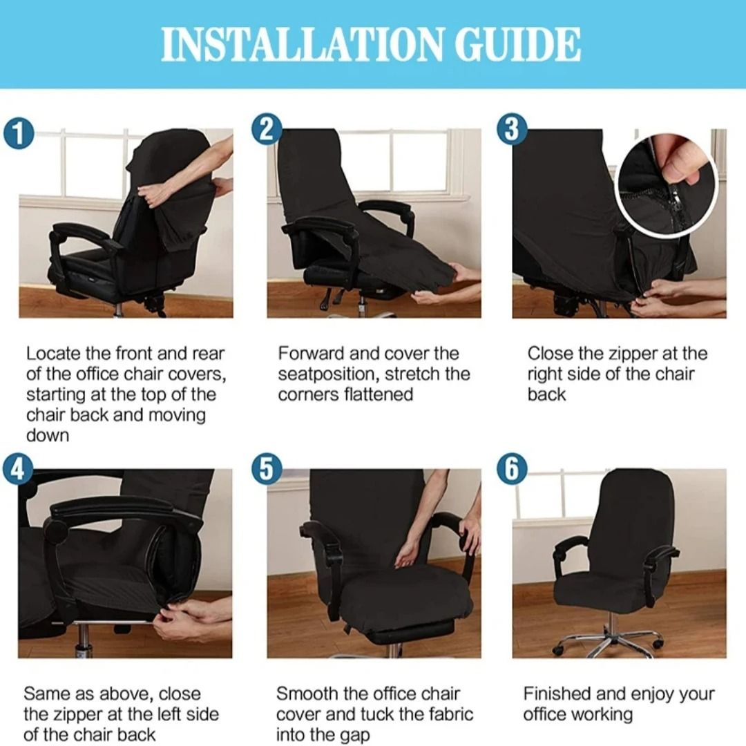 Velvet Stretch Office Chair Cover Set With Armrest Covers 5