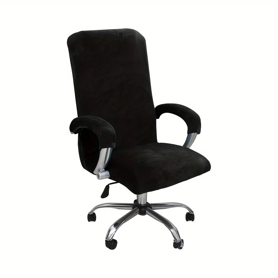 Velvet Stretch Office Chair Cover Set With Armrest Covers 6