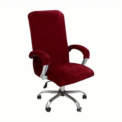 Velvet Stretch Office Chair Cover Set With Armrest Covers 8