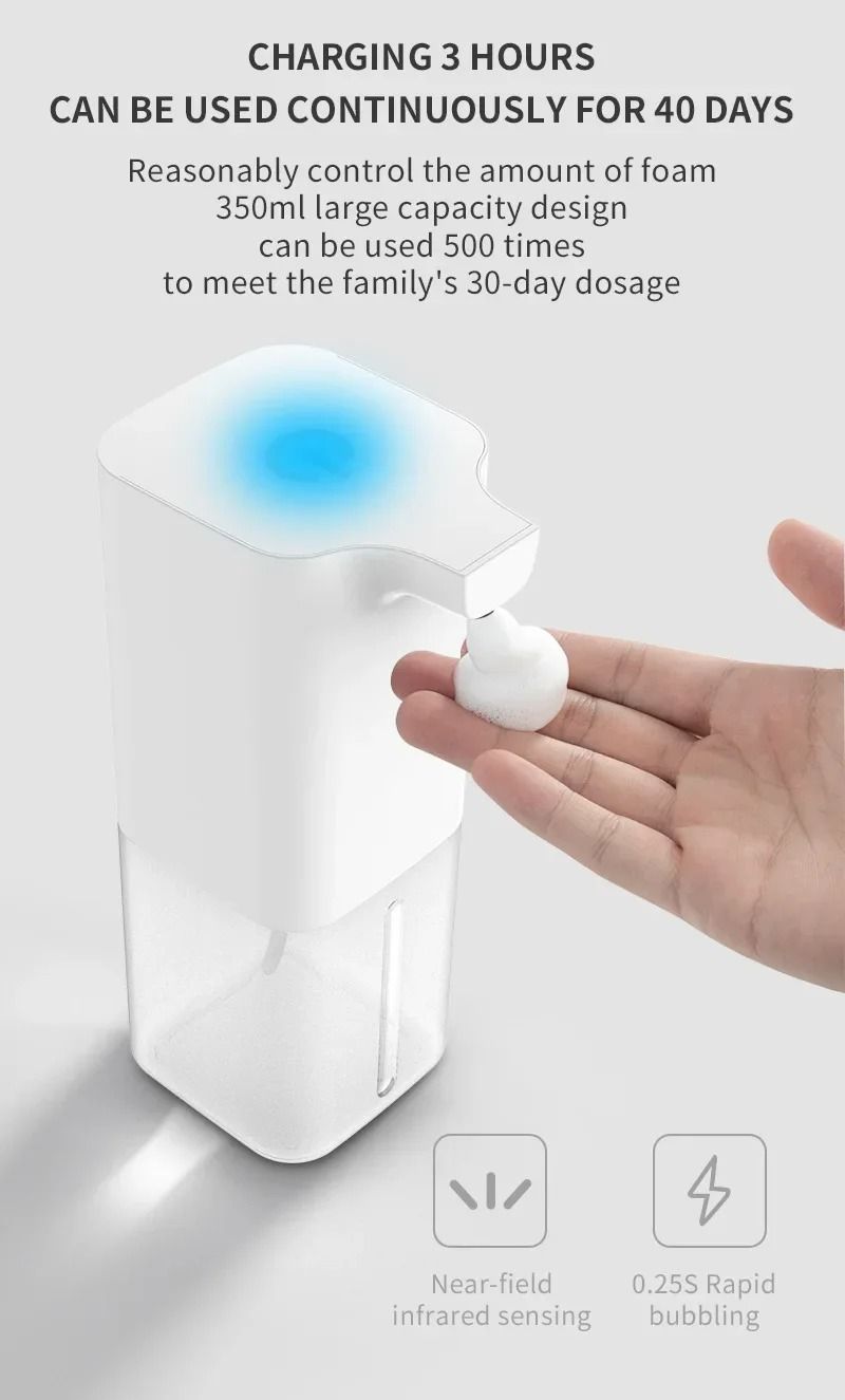 Automatic Infrared Sensor Soap Dispenser USB Rechargeable For Kitchen And Bathroom 5