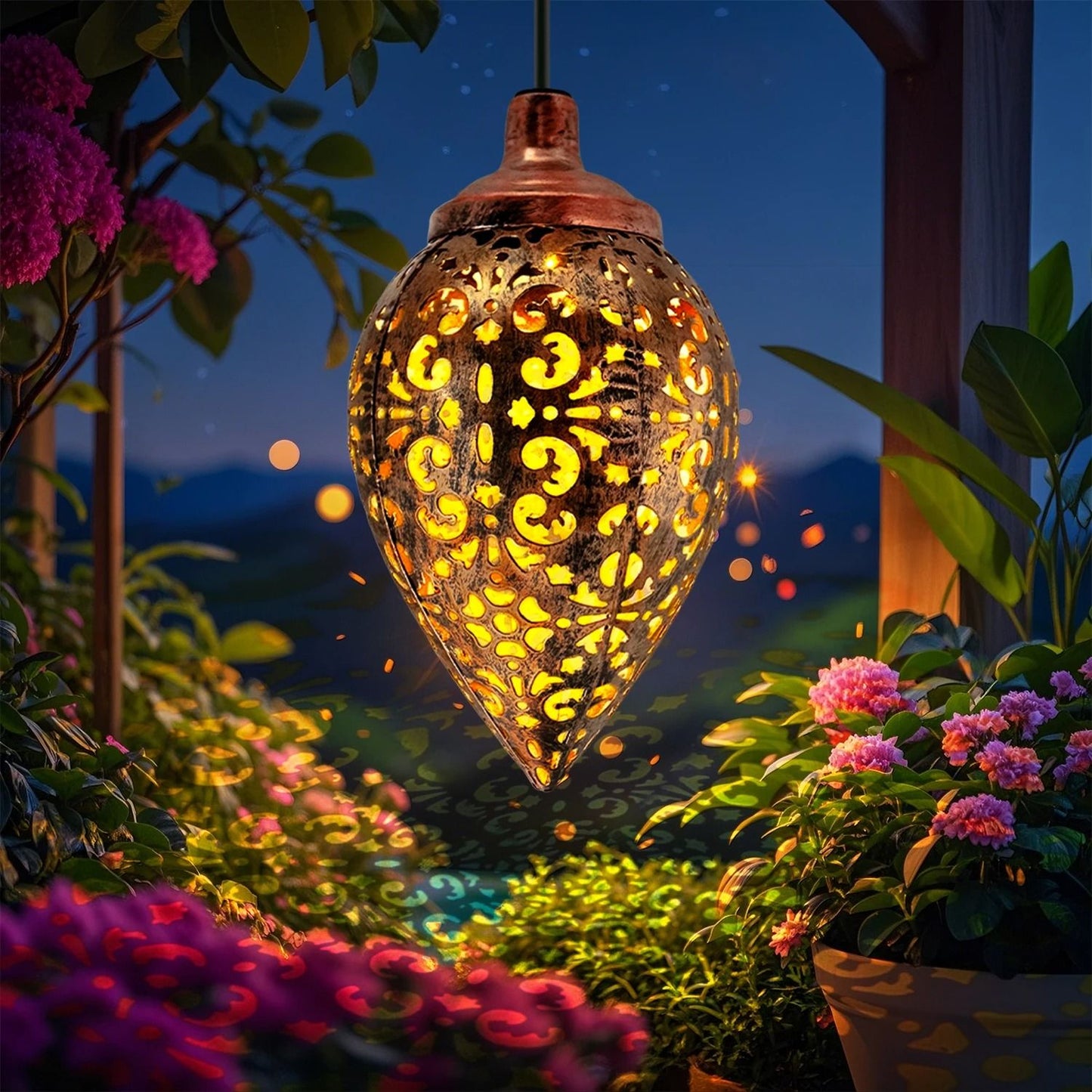 Iron Solar Lantern Outdoor Decorative Garden Light 11