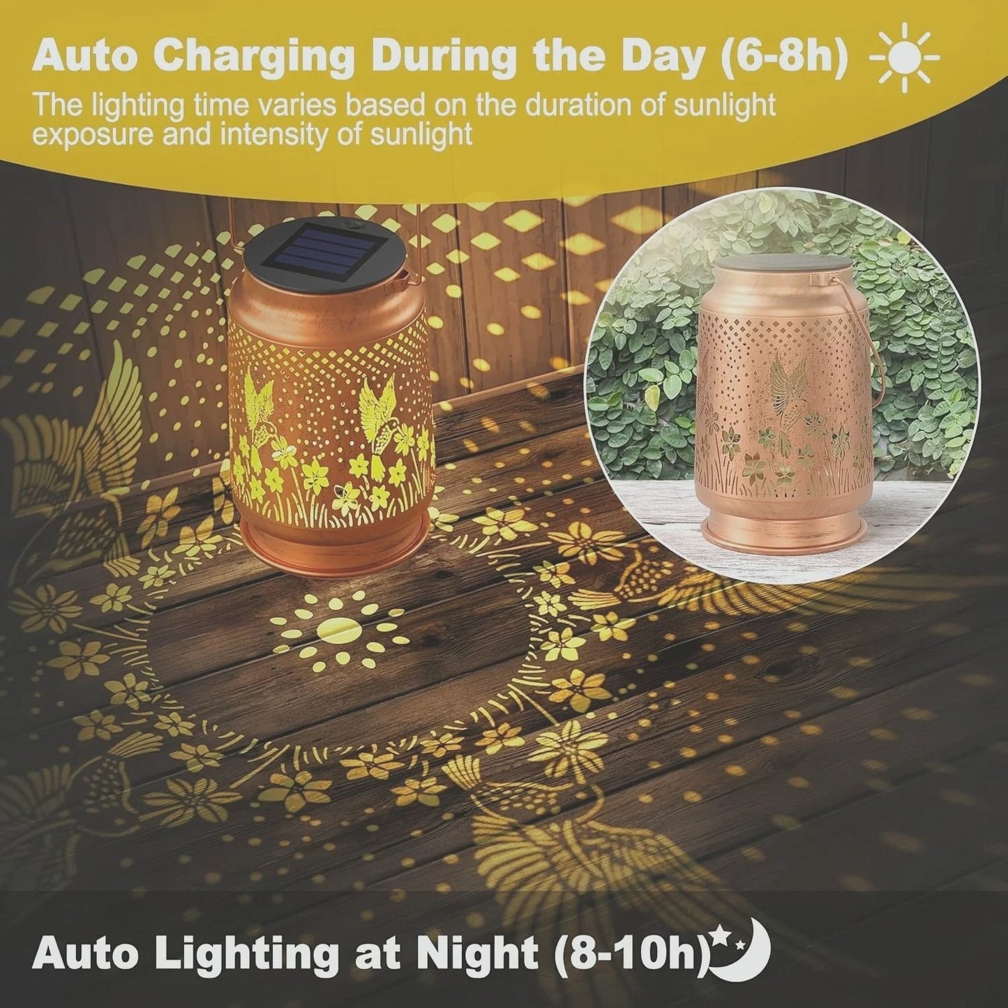 Iron Solar Lantern Outdoor Decorative Garden Light 5