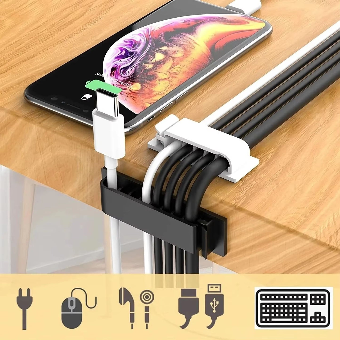 HandyGrip SelfAdhesive Cable Organizer Clips  Wire Tie  Clamp For Car Home  Office Cord Management 2