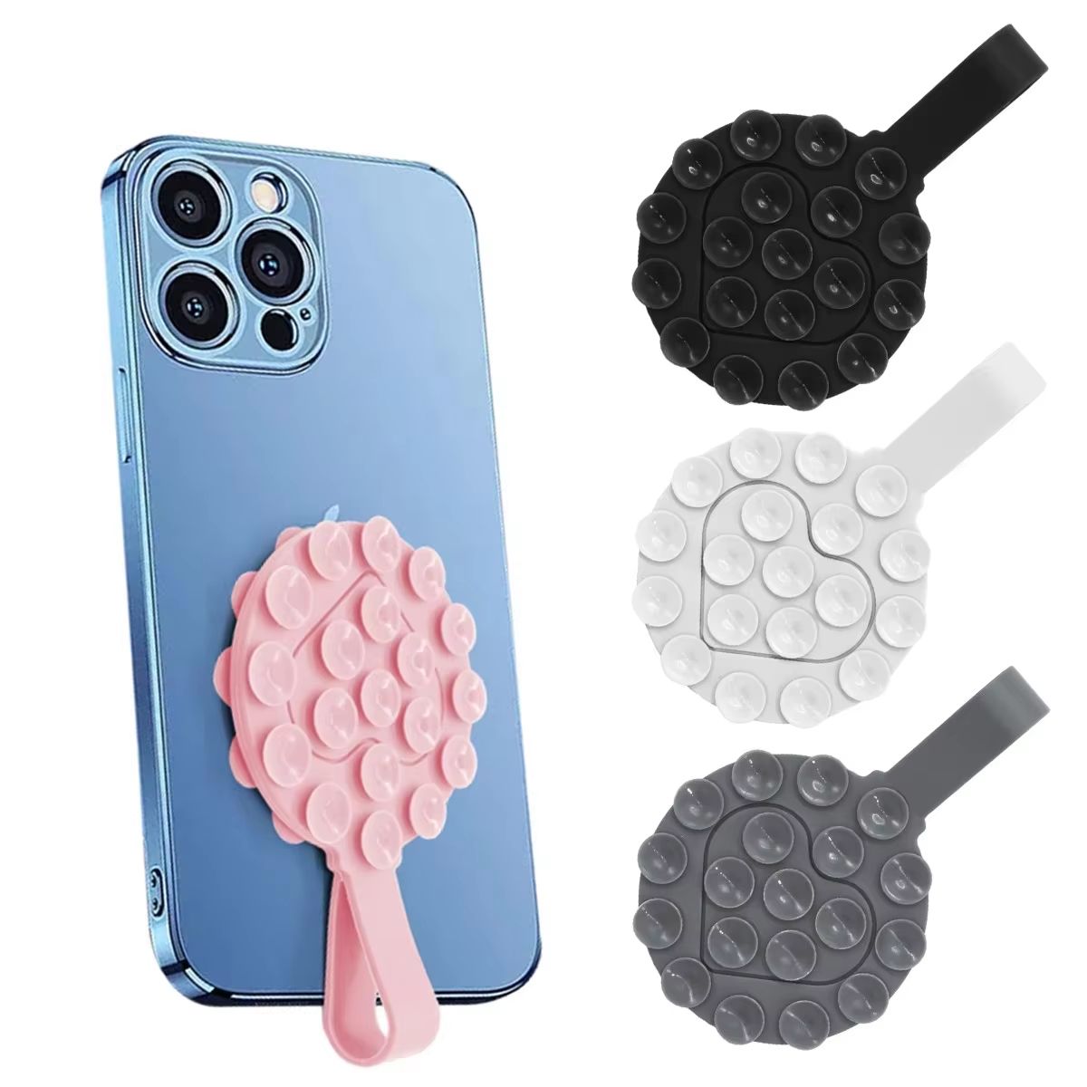 SuctionGrip Silicone Double-Sided Suction Cup Mobile Phone Stand – Portable Anti-Slip Holder for Car, Desk & Travel