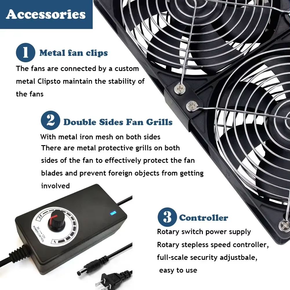 HighFlow 120 Mm 3000 RPM Cooling Fan With Speed Controller  Universal Chassis  Cabinet Airflow Solu 3