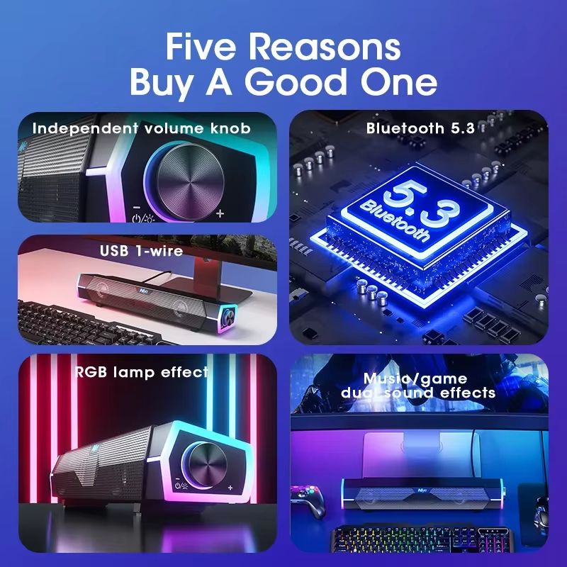 EliteSound Bluetooth 50 Soundbar  4D Surround Speaker For PC  Laptop 4