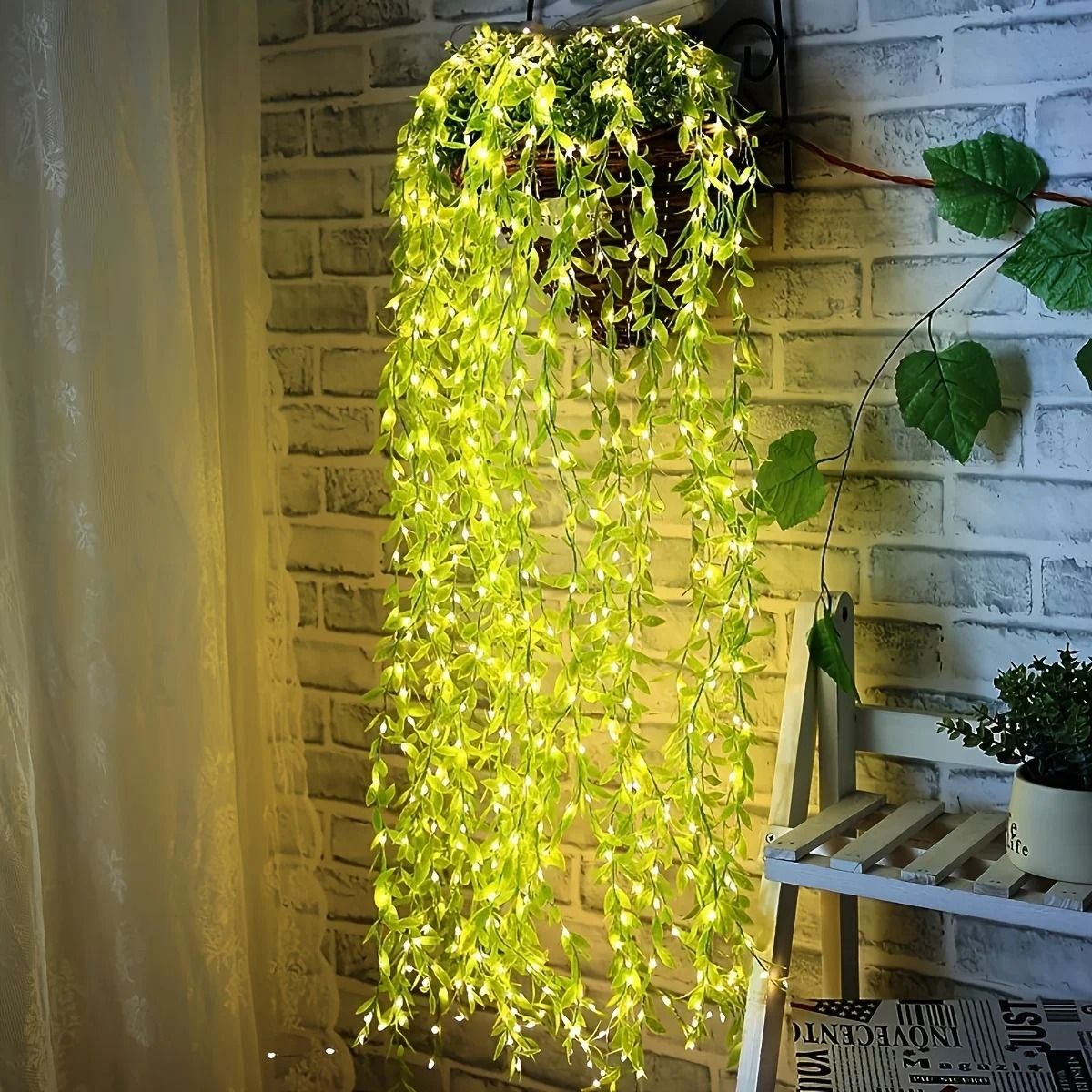2M 20LED Willow Curtain Decorative Light String With Leaf Design 1