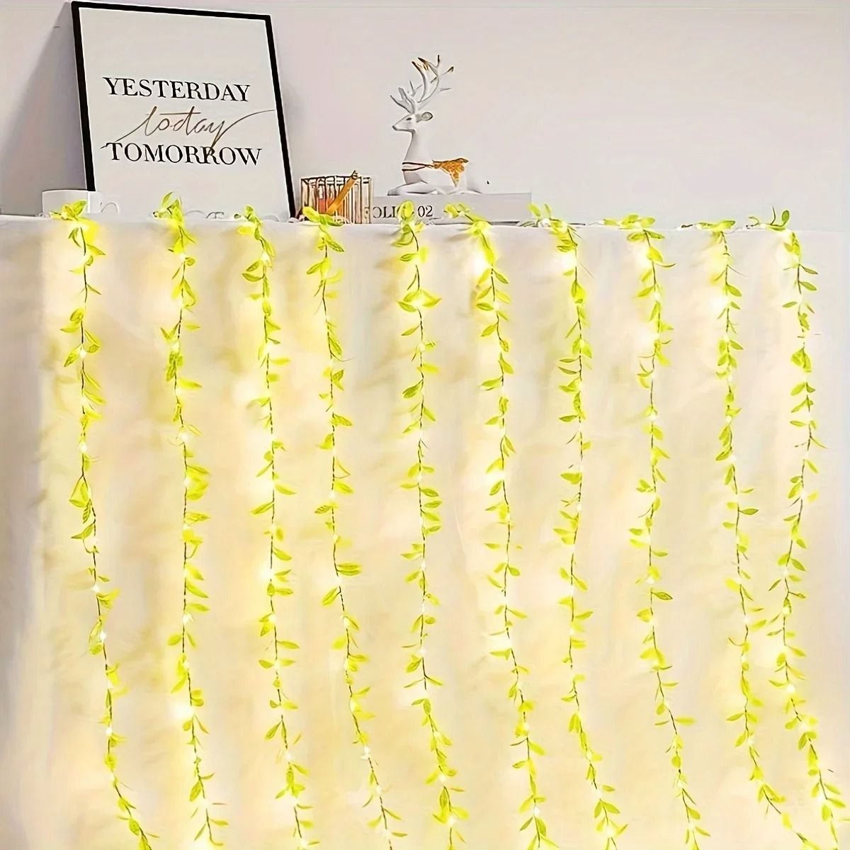 2M 20LED Willow Curtain Decorative Light String With Leaf Design 3