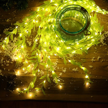 2M 20LED Willow Curtain Decorative Light String With Leaf Design 4