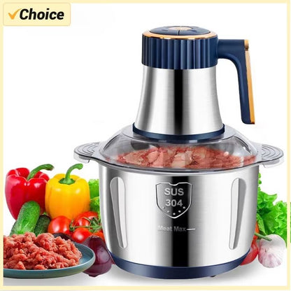PowerPrep 5 L (1.32 gal) Electric Meat Grinder & Food Crusher – Stainless Steel Multifunctional Kitchen Processor