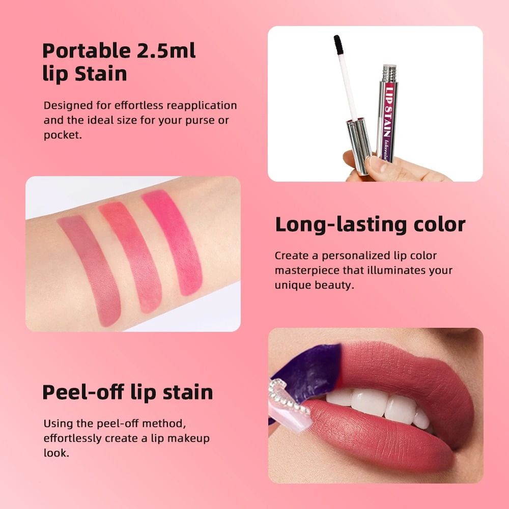 Peel Off Lip Stain Tint  Long Lasting Waterproof Natural Lip Color 2
