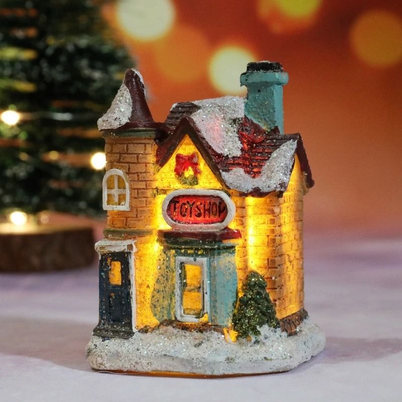 Christmas House Night Light Ornament  Battery Operated Holiday Home Decor 4
