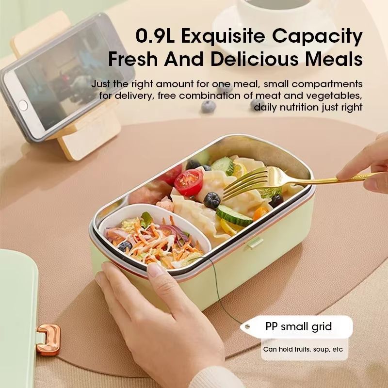 HeatWave 900 ML Electric Lunch Box  Portable SelfHeating Food Warmer  Steaming Cooking Pot 3
