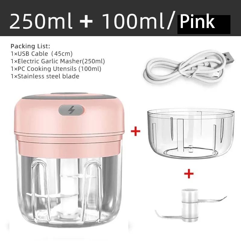 Electric Garlic Chopper And Meat Mincer  100ML250ML Portable Food Processor 18