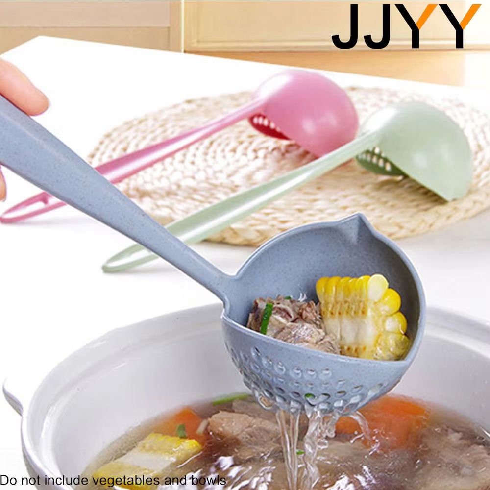 JJYY 2-in-1 Long Handle Spoon & Colander Filter – Dual-Function Kitchen Ladle with Draining Holes