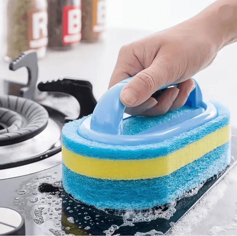 CleanEase Handle Scrub Brush With Thick Sponge 2