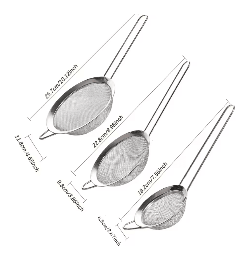 ChefEase Stainless Steel Fine Mesh Strainer Set Of 3 3