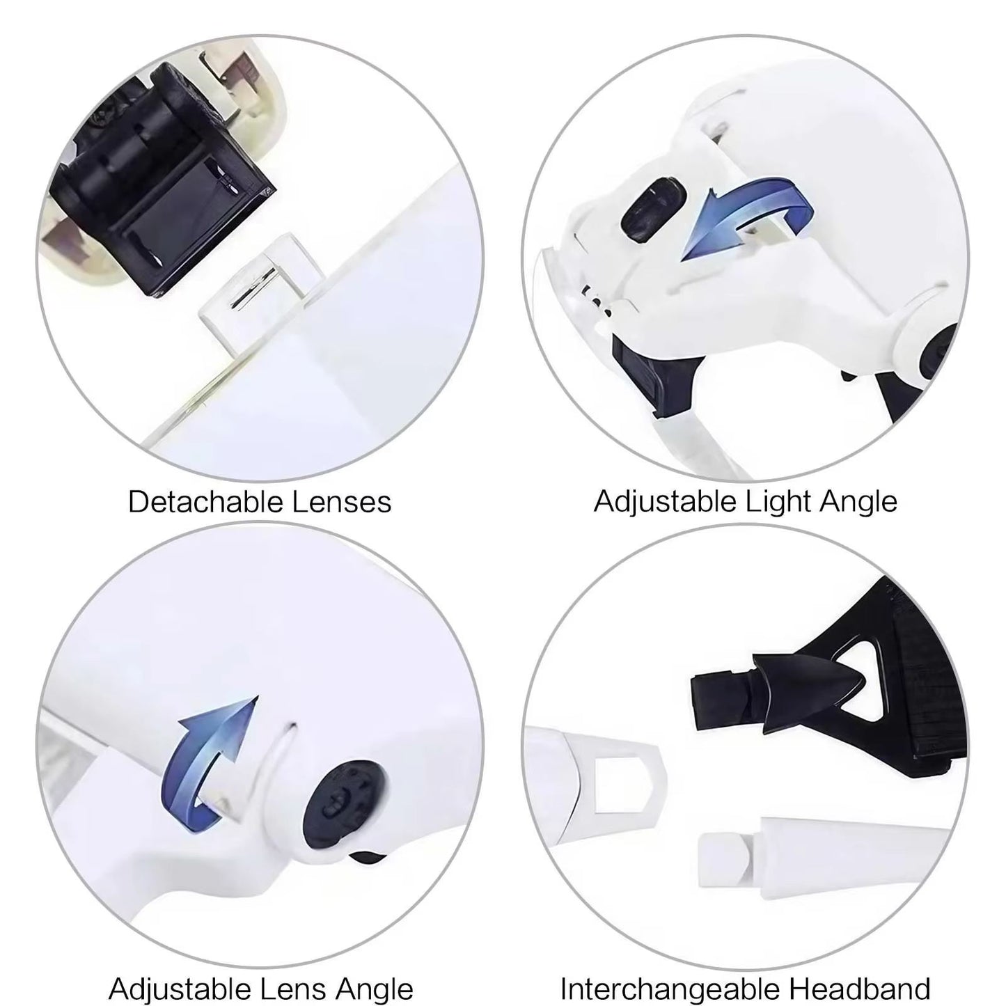 Headband LED Magnifying Loupe  Jewelers Precision Glasses With Optical Lens  Builtin Light 5