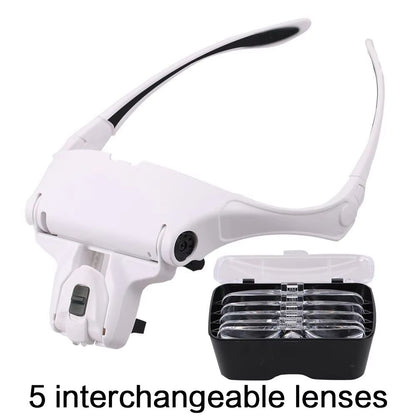 Headband LED Magnifying Loupe  Jewelers Precision Glasses With Optical Lens  Builtin Light 6
