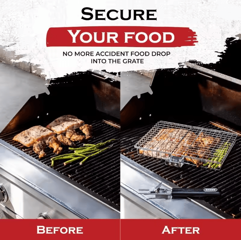 GrillMate Portable Folding BBQ Grill Basket With Handle 1