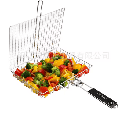 GrillMate Portable Folding BBQ Grill Basket With Handle 5