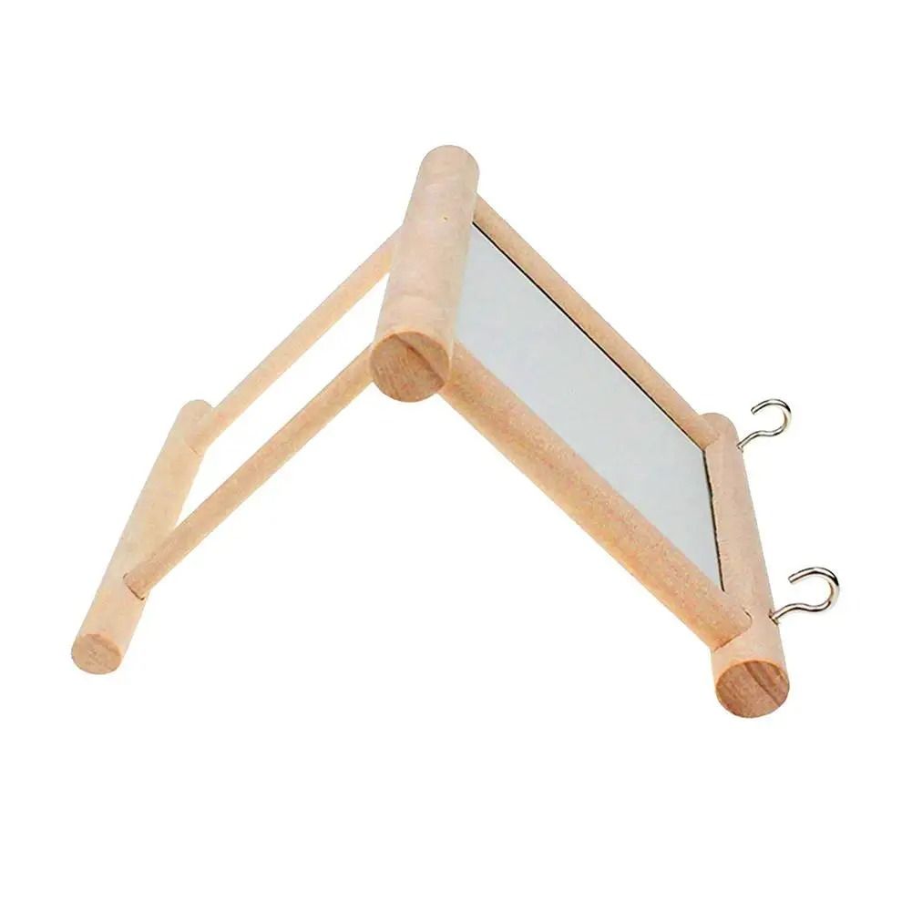 Wooden Cloud Ladder Bird Toy With Mirror Stand 4