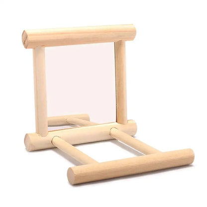 Wooden Cloud Ladder Bird Toy With Mirror Stand 6