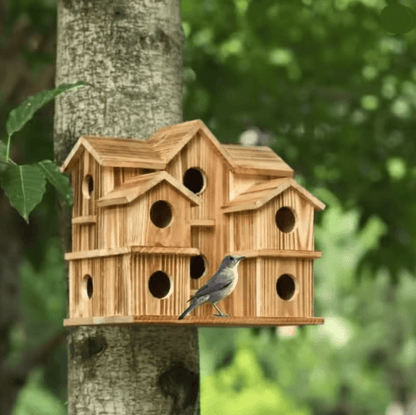HavenCraft Handmade Wooden Bird House for Garden and Backyard