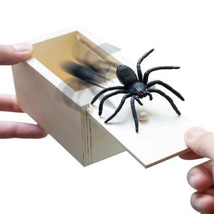 Wooden Trick Spider Scare Box – Surprise Prank Hidden Box for Friends, Office & Party Gags
