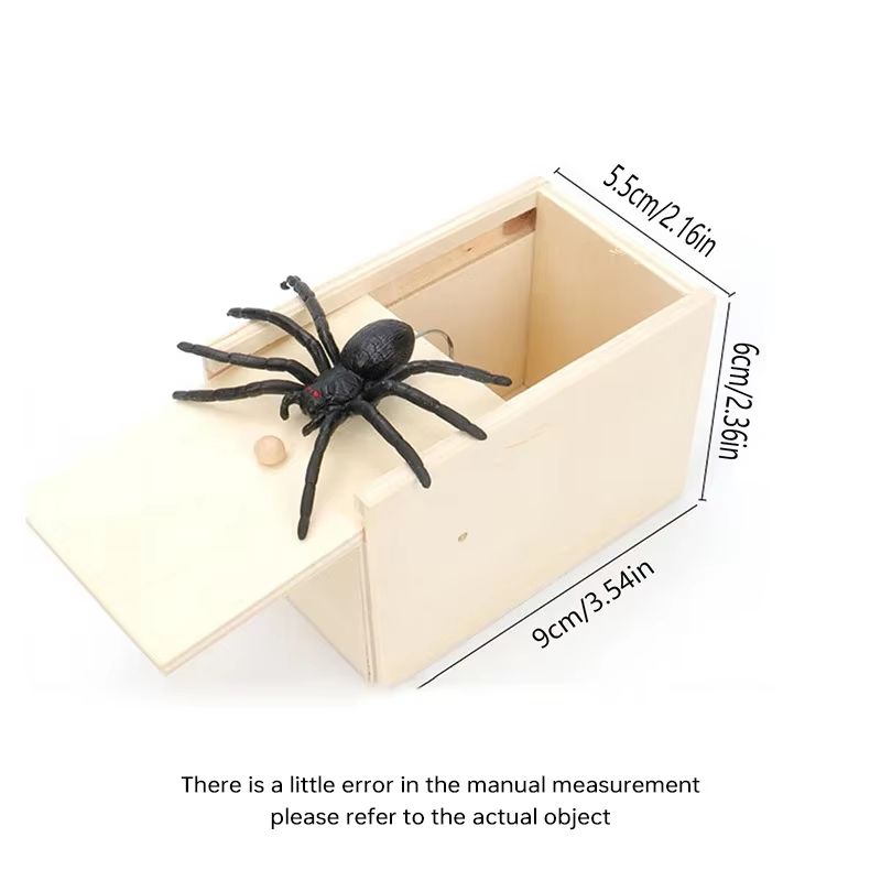 Wooden Trick Spider Scare Box  Surprise Prank Hidden Box For Friends Office  Party Gags 3