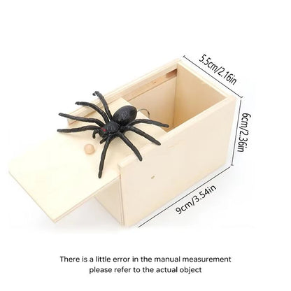 Wooden Trick Spider Scare Box  Surprise Prank Hidden Box For Friends Office  Party Gags 3