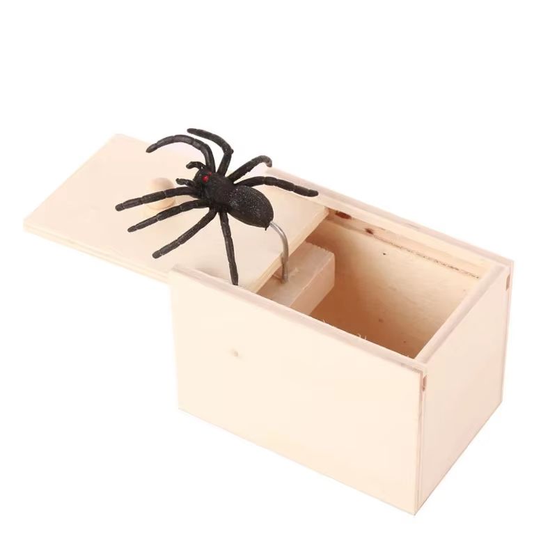 Wooden Trick Spider Scare Box  Surprise Prank Hidden Box For Friends Office  Party Gags 4