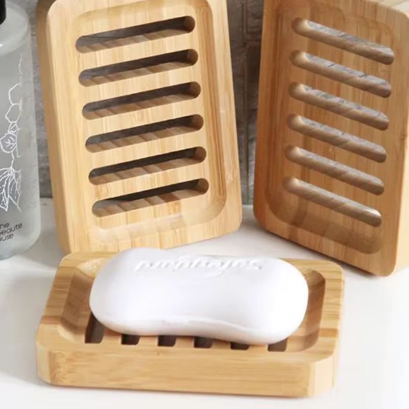Natural Bamboo Drain Case Tray – Wooden Soap Box for Bathroom & Washroom Storage