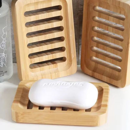 Natural Bamboo Drain Case Tray – Wooden Soap Box for Bathroom & Washroom Storage