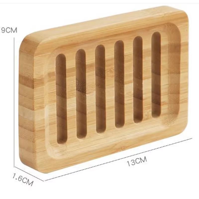 Natural Bamboo Drain Case Tray  Wooden Soap Box For Bathroom  Washroom Storage 2