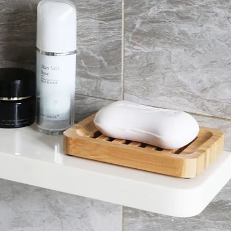 Natural Bamboo Drain Case Tray  Wooden Soap Box For Bathroom  Washroom Storage 3