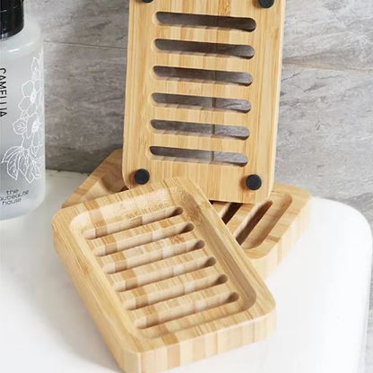 Natural Bamboo Drain Case Tray  Wooden Soap Box For Bathroom  Washroom Storage 4